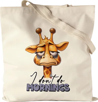 Produktbild von I don't do mornings Jutebeutel lustiger Spruch Morgenmuffel Giraffe