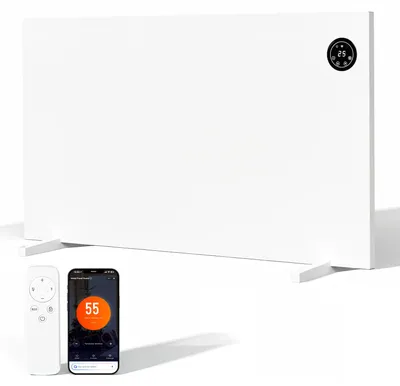Image de Radiateur infrarouge Peviasot 750W, chauffage électrique avec application Wi-Fi, thermostat, télécommande, chauffage mural et sur pied, blanc