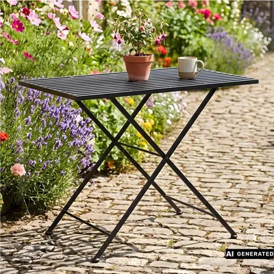 Produktbild von Gartentisch "Black" aus Metall, schwarz, 100x56 cm, Balkontisch, Metalltisch, Terrassentisch, Tisch
