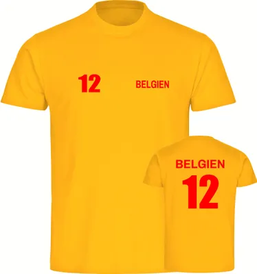 Produktbild von multifanshop Kinder T-Shirt - Belgien - Trikot Nummer 12, gelb, Größe 152