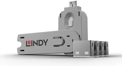 Image de LINDY USB Typ A Portschlösser 4xWeiss mit Schlüssel