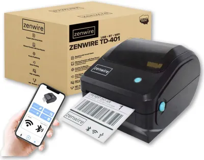 Produktbild von Mini-Drucker - Thermodrucker - für selbstklebende Kurieretiketten - 100x150 - USB Bluetooth Wifi