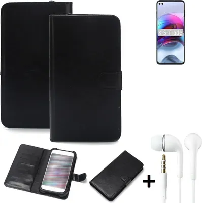 Produktbild von K-S-Trade Wallet Case Handyhülle kompatibel mit Motorola Edge S Schutzhülle Flip cover Flipstyle Tasche Hülle Flipcover Slim Bumper schwarz + in