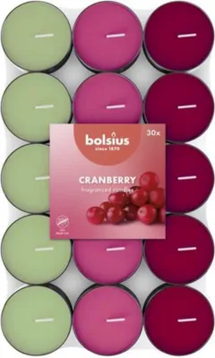 Obrázek produktu pro Vonná svíčka Bolsius s vůní brusinek, 30 kusů, 3,5 hodiny
