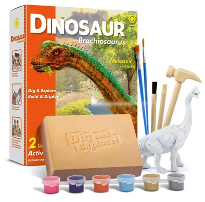 Immagine prodotto di Kit di scavo dinosauro, scheletro di Brachiosauro, 2-in-1, set di pittura per bambini dai 6 anni in su