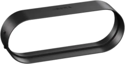 A black oval-shaped duct connector with a slightly raised edge.