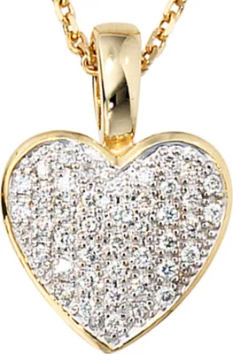 Produktbild von JOBO Anhänger Herz 585 Gold Gelbgold teilrhodiniert 42 Diamanten Brillanten 0,25ct.