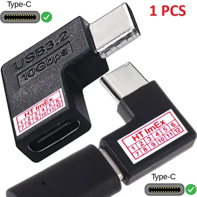 Produktbild von USB 3.2 Typ C Buchse auf 90 Grad Winkelstecker Stecker - 10Gbps - schwarz