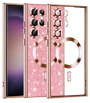 Zdjęcie produktu dla Techsuit Glitter MagSafe etui do Samsung Galaxy S23 Ultra - różowo-złote