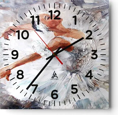 Produktbild von Wanduhr - Quadrat - Glasuhr - Frau Tanz Ballett Körper - 30x30cm - Schleichendes Uhrwerk - Lautlos - zum Aufhängen bereit - Dekoration Modern - Wanddekoration aus Glas - C4AC30x30-3101