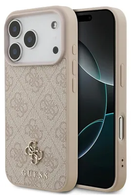 Immagine prodotto di Custodia per cellulare iPhone 17 Pro Guess MagSafe in ecopelle rosa con logo color oro