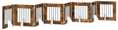 Immagine prodotto di vidaXL Porta pieghevole per cani con supporti, 8 pezzi, legno di faggio affumicato, 60 cm