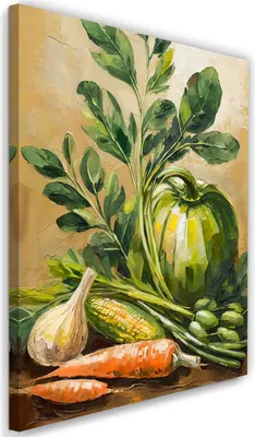 Produktbild von Leinwandbild Gemüse in der Küche 40x60 Feeby Grün bild für die wand bereit zum aufhängen
