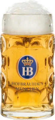 Produktbild von HB Glaskrug Isarseidel 1 L | Bierkrug aus Glas mit originalem HB-Logo