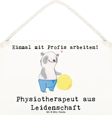 Produktbild von Mr. & Mrs. Panda Schild Physiotherapeut Leidenschaft DIN A6 - Weiß - Geschenk, kleine aufmerksamkeit, wandtafel, Türschild, holzbild, Holzschild