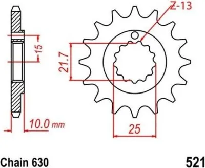 Obrázok produktu pre Pastorky 15Z rozteč 630 pre KAWASAKI KZ Z 900 1000 A B 77-80 Z1R 1000