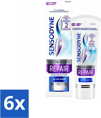 Productafbeelding van Sensodyne - Tandpasta - Clinical Repair - Active White - Herstelt het tandglazuur - 75 ml - Voordeelverpakking - 6 stuks