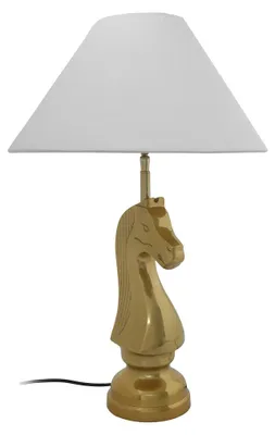 Obrázok produktu pre Stolná lampa Shah s tienidlom z hliníka a bielej bavlnenej látky