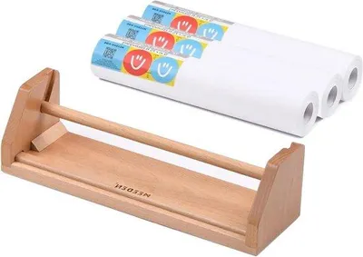 Immagine prodotto di Portarotoli in legno massello con 3 rotoli - tavolino da disegno portatile per bambini