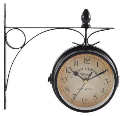 Image de Elzusha - Horloge mural rétro, double face - 12 cm, horloge silencieux pour intérieur et extérieur