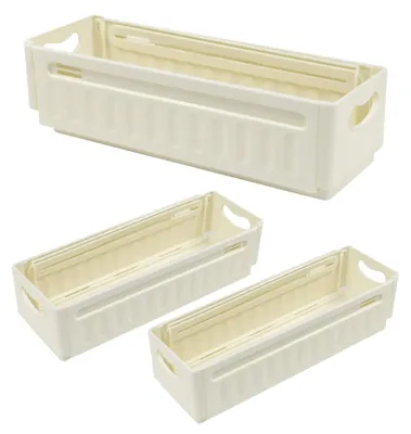 4 ausziehbare Aufbewahrungsboxen, Kunststoff, 48x10x7,5 cm