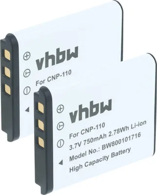 Produktbild von vhbw 2x Akku kompatibel mit Casio Exilim Pro EX-F1, EX-ZR50 Kamera (750 mAh, 3,6 V, Li-Ion)