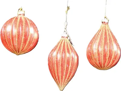 Produktbild von Goodwill Weihnachtskugel, gerippt, Rot-Gold, preiswertes Angebot, 3 Stück