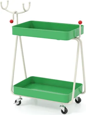Produktbild von Servierwagen - Küchenwagen 2 Ebenen - Mit Rollen - Kunststoffrahmen - Weihnachten Rentier-Motiv - Einfache Montage - Für Küche