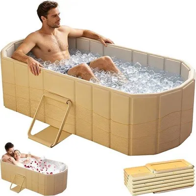 Productafbeelding van Vouwbad volwassenen 150x55x50cm - met ijsbadfunctie - 40% groter dan enkel bad - ideaal voor ontspanning