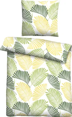 Produktbild von Traumhaft schlafen - Castell - Markenbettwäsche Mikrofaser Seersucker Bettwäsche 0260991 PALMWEDEL color: pistaziengrün, size: 1x 155x220 cm + 1x 80x80 cm