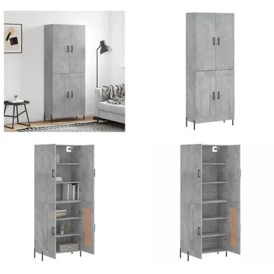 Produktbild von vidaXL Highboard Betongrau 69,5x34x180 cm Holzwerkstoff - Highboard - Highboards - Sideboard - Schrank