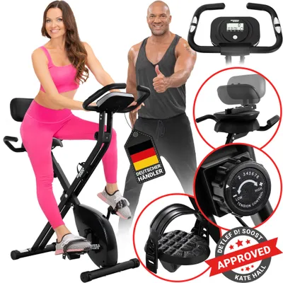 Produktbild von Heimtrainer MX100 PRO | X-Bike Fitnessbike - Sport Fahrrad faltbar - Ergometer Rad - Indoor Cycle - Rückenlehne - Haltegriffe - LCD Display - 8 Stufen