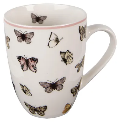 Immagine prodotto di Tazza Clayre & Eef 350 ml Bianco Rosa Porcellana Farfalle