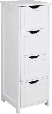 Produktbild von Badezimmerschrank mit 4 Schubladen - Säulenschrank Unterschrank - Weiß - 30x30x82 cm