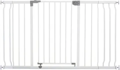 Produktbild von Sicherheitsgitter mit 1 Barriere + 2 Verlängerungen – 126–132,5 cm – Weiß