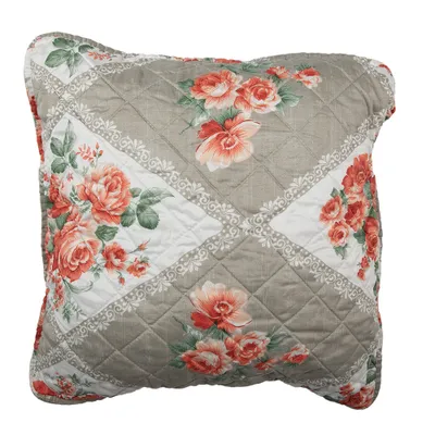 Produktbild von Clayre & Eef Kissenbezug 50x50 cm Grau Rosa Baumwolle Blumen