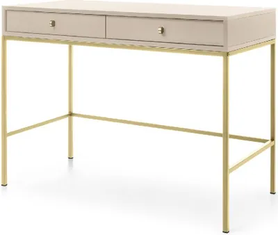 Produktbild von Schminktisch MONO MT104 Frisiertisch mit 2 Schubladen Sandbeige mit Goldene Rahmen