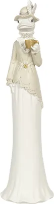 Obrázek produktu pro Clayre & Eef Žába Figurka 7x7x32 cm Bílý polyresin