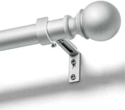 Productafbeelding van Ibenzoa® Uittrekbare gordijnroede, 80–218 cm, zilver - 25 mm diameter, 0,8 mm wanddikte - Geschikt voor wand- en plafondmontage - Draagvermogen tot 30 pond - Met kogeluiteinden