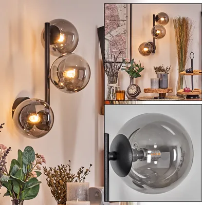 Produktbild von Isorella Wandlampe aus Metall/Glas in Schwarz/Rauchfarben
