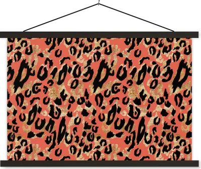 Produktbild von MuchoWow® Textilposter Pantherdruck - Muster - Rosa 150x100 cm mit schwarzem Rahmen - Schlafzimmer