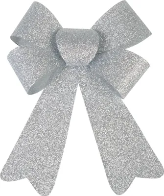 Image de Décoration NOËL, noeud, argent, 13x21 cm