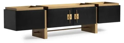Produktbild von Sideboard RTV Lowboard TV Ständer Schwarz Modern Design Gold Holz