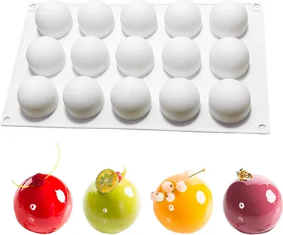 Produktbild von Silikonform Kugel Schokoladenformen Kugel ? 42mm 15 L?cher Silikon Backform Kugel Silikonform Zur Herstellung Von Dome-Mousse Kuchen Kugel Schokolade Eiskugel 42x37mm (?42mm)
