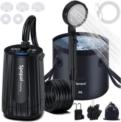 Produktbild von Campingdusche 10.000 mAh Mobile Dusche mit Pumpe, Tragbares Outdoor Set mit Duschkopf, Schlauch für Camping, Garten, Autowaschen, Strand, Reisen