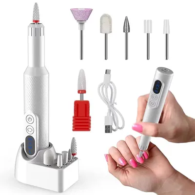 Produktbild von Elektrischer Nagelbohrer Akku-Nagelfeile Maniküre-Pediküre-Set für Acryl-Gel-Nägel Professioneller Nagelschleifer für den Heimgebrauch im Salon