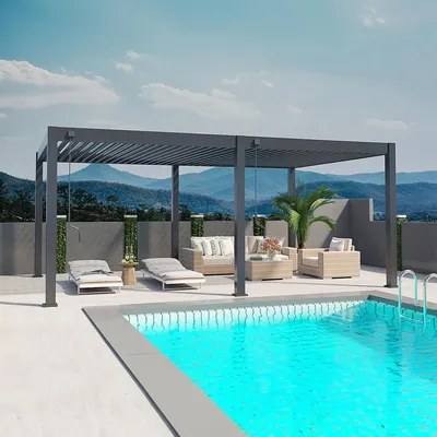 Produktbild von Weide Deluxe Plus Pergola Voll-Aluminium 4x6m mit Lamellendach freistehend anthrazit