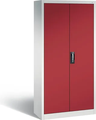 Produktbild von C+P Büro-Drehtürenschrank Acurado | HxBxT 195x93x40cm | Lichtgrau/Rubinrot