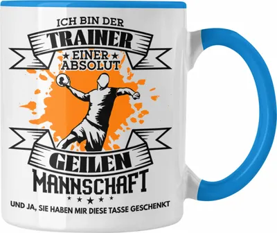 Produktbild von Trendation - Handball Trainer Tasse Geschenk von Mannschaft Lustiger Spruch (Blau)