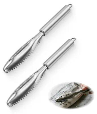 Fischschupper-Set, 2 Stück, Edelstahl, silber, 10 cm